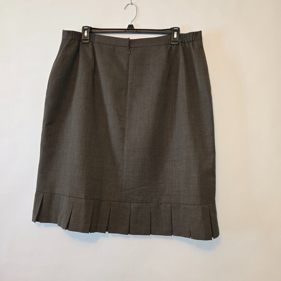 Jones Studio Brownish Gray Pleated Hem Lined Midi Skirt Plus Sz 22W - Picture 2 of 13